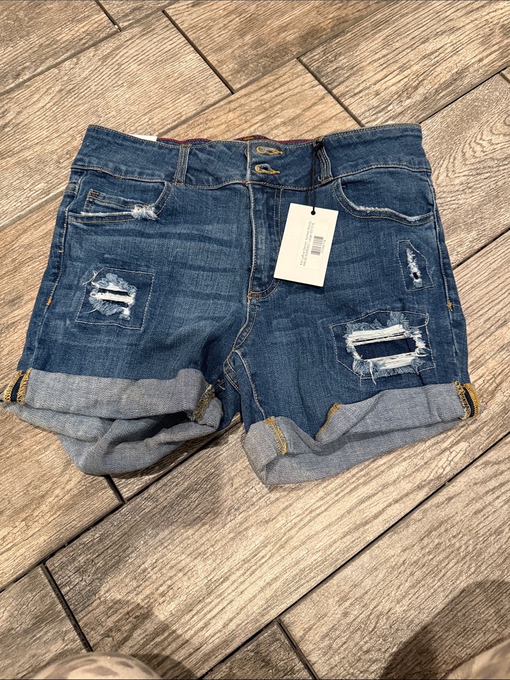 Women’s Distressed Roll-Cuff Denim Shorts - Blue
